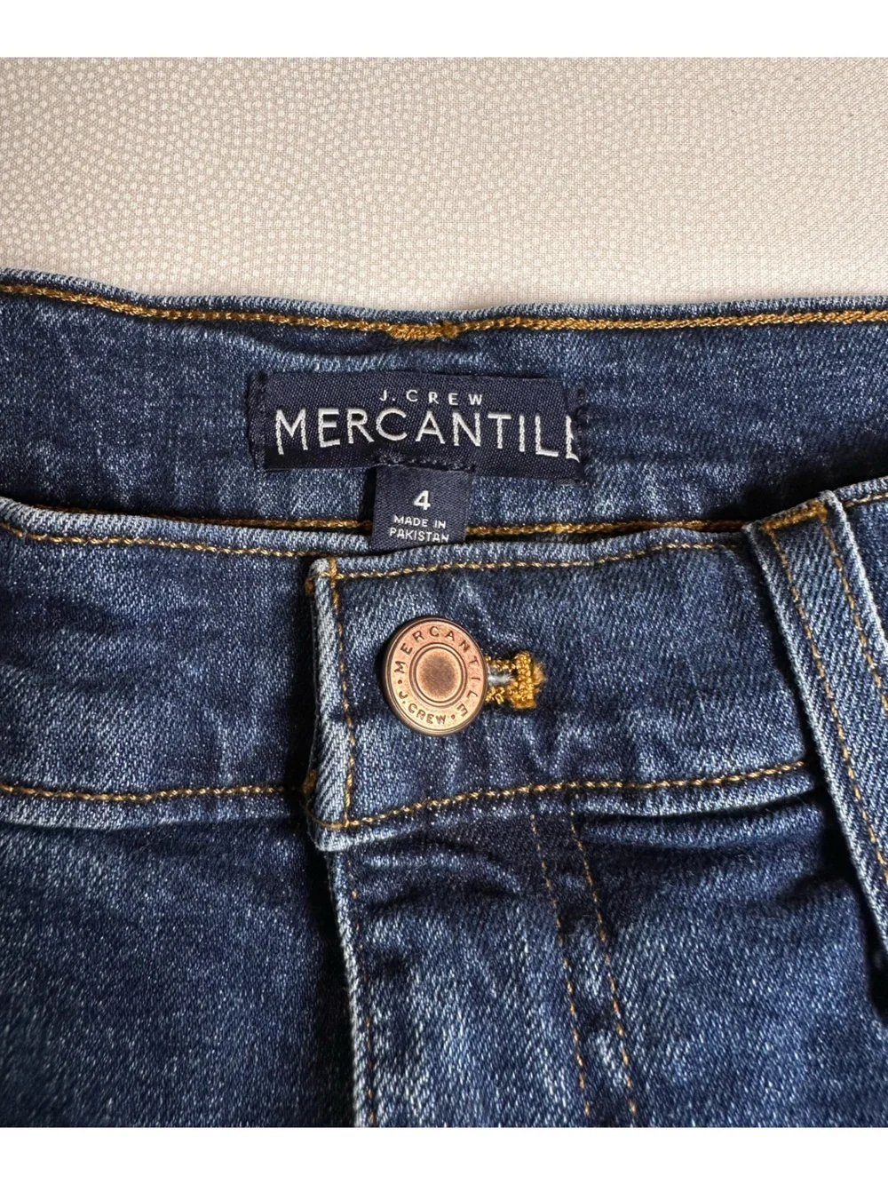 J.Crew Mercantile Denim Mini Skirt Womens 4 Blue Raw Hem Stretch Jean